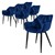 Eetkamerstoel set van 6 met rugleuning en armleuningen Donkerblauw Keukenstoel met microvezel fluwelen bekleding ML design