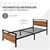 Letto in metallo 90x200 cm con rete a doghe nero/marrone Struttura del letto con testiera e pediera in legno design ML