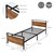 Kovová postel 90x200 cm cierna s lamelovým roštom a matracom s dreveným celom a podnožou ML dizajn