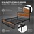 Pat metalic Cadru de pat cu cadru cu lamele 160x200 cm negru/maro cu tablia ?i tablia din lemn Design ML