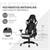 Herní židle s výsuvnou podnožkou 2D podrucky cerná/bílá z umelé kuže ML-Design