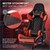 Fotel gamingowy z wysuwanym podnózkiem i podlokietnikiem 2D czarny/czerwony ze sztucznej skóry ML-Design