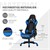 Cadeira para jogos com apoio de pés extensível Apoio de braços 2D Preto/azul em pele sintética Design ML