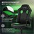 Gamingstol med vippefunktion bredt sæde sort/grønt kunstlæder ML-Design
