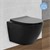 WC suspendat de perete fara spalare cu acoperire nano 52x36x34 cm Negru mat ceramic ML-Design