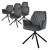 Dining chair set of 6 swivel with backrest and armrests anthracite Kitchen chair with microfiber velvet cover ML design