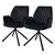 Dining chair set of 2 swivel with backrest and armrests black Kitchen chair with microfiber velvet cover ML design