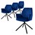 Dining chair set of 4 swivel with backrest and armrests Dark blue Kitchen chair with microfiber velvet cover ML design