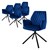 Dining chair set of 6 swivel with backrest and armrests Dark blue Kitchen chair with microfiber velvet cover ML design