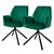 Dining chair set of 2 swivel with backrest and armrests Dark green Kitchen chair with microfiber velvet cover ML design