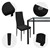 Grupo de jantar Grupo de mesa 4 cadeiras e 1 mesa em couro PU preto com pernas de metal Design ML