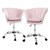 Silla de oficina set de 2 con ruedas y respaldo diseño concha 68x68 cm terciopelo rosa claro estructura metálica diseño ML