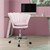 Irodai szék görgokkel és háttámlával kagylós kivitelben 68x68 cm világos rózsaszín bársony fém váz ML design