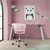 Scaun de birou cu rotile ?i spatar cu design în forma de cochilie 55x60 cm catifea roz deschis cadru metalic ML design