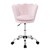 Krzeslo biurowe z kólkami i oparciem w ksztalcie muszli 55x60 cm jasnorózowy aksamit metalowa rama ML design