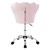 Krzeslo biurowe z kólkami i oparciem w ksztalcie muszli 55x60 cm jasnorózowy aksamit metalowa rama ML design