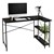 B-Ware bureau L-vorm aan beide zijden monteerbaar 120x89x75 cm Carbon met legplank ML-Design