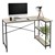 L-formet skrivebord, der kan monteres på begge sider 120x89x75 cm egetræ med hylde ML-design