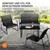 Kerti bútor garnitúra 4 részes fekete acélból és textilbol 4 személyre ML-Design