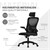 Ergonomic office chair black mesh fabric with adjustable headrest and castors ML design