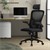 Ergonomic office chair black mesh fabric with adjustable headrest and castors ML design