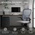 Silla de oficina ergonómica de tela de malla gris con reposacabezas ajustable y ruedas de diseño ML