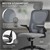 Silla de oficina ergonómica de tela de malla gris con reposacabezas ajustable y ruedas de diseño ML