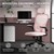 Chaise de bureau ergonomique rose en maille filet avec appui-tête réglable et roulettes ML-Design