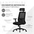 Ergonomikus irodai szék fekete hálós szövet, állítható karfával és fejtámlával ML design