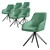 Dining chair swivel set of 6 green textile woven fabric kitchen chair with backrest and armrest ML design