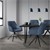 Swivel dining chair in blue woven fabric with backrest and armrests ML design
