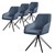 Dining chair swivel set of 4 blue textile woven fabric kitchen chair with backrest and armrest ML design