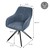 Swivel dining chair in blue woven fabric with backrest and armrests ML design