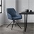 Chaise de salle à manger pivotante bleue en textile tissé avec dossier et accoudoirs ML-Design