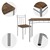 Dining set for 4 people 5-piece with dining table and 4 chairs brown wood ML design