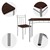 Dining set for 4 people 5-piece with dining table and 4 chairs dark brown wood ML design