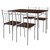 Dining set for 4 people 5-piece with dining table and 4 chairs dark brown wood ML design