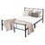 Kovová postel 120x200 cm cerná s roštovým rámem a celem v designu ML