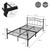 Fém ágy Fekete 120x200 cm acél vázon, fejtámlával és lábtámlával ML Design