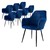 Dining chair set of 8 with backrest and armrests Dark blue Kitchen chair with microfiber velvet cover ML design