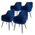 Dining chair set of 4 with backrest and armrests Dark blue Kitchen chair with microfiber velvet cover ML design