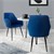 Dining chair set of 2 with backrest and armrests Dark blue Kitchen chair with microfiber velvet cover ML design