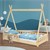 Kinderbett mit Rausfallschutz und Lattenrost 80x160 cm Natur aus Kiefernholz ML-Design