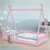 Kinderbett mit Rausfallschutz und Lattenrost 80x160 cm Rosa aus Kiefernholz ML-Design