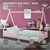 Cama infantil Tipi 90x200 cm rosa de madera de pino incl. colchón H-10cm protección anticaída y somier ML-Design