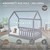 Kinderbett mit Rausfallschutz Lattenrost und Dach inkl. Matratze 70x140 cm Hellgrau aus Kiefernholz ML-Design