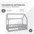 Kinderbett mit Rausfallschutz Lattenrost und Dach 70x140 cm Hellgrau aus Kiefernholz ML-Design