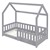 Kinderbett mit Rausfallschutz Lattenrost und Dach 70x140 cm Hellgrau aus Kiefernholz ML-Design
