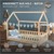 Kinderbett mit Rausfallschutz Lattenrost und Dach 80x160 cm Natur aus Kiefernholz ML-Design