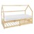 Crib with fall out protection slatted frame and roof 200x90 cm natural pine wood ML design